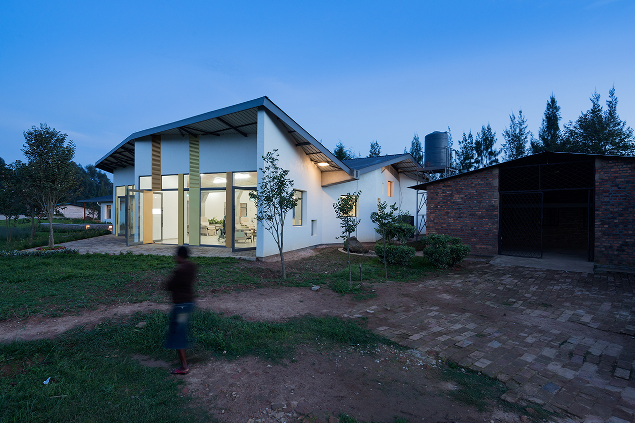 Photo of Butaro Ambulatory Cancer Center, Photo by Iwan Baan, View of Exterior of the Building at Nighttime