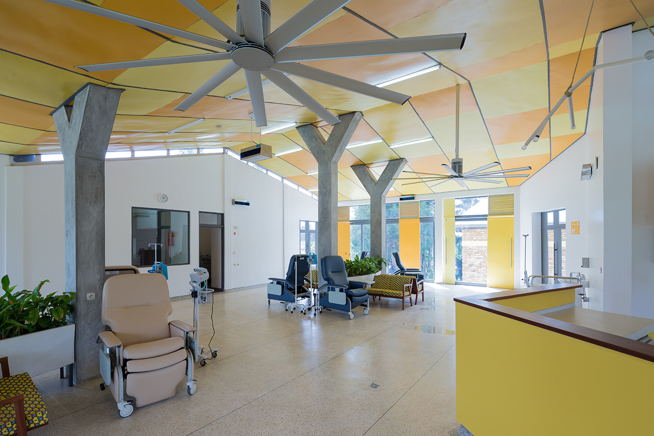 Photo of Butaro Ambulatory Cancer Center, Photo by Iwan Baan, Patient Ward with View of Reception Counter