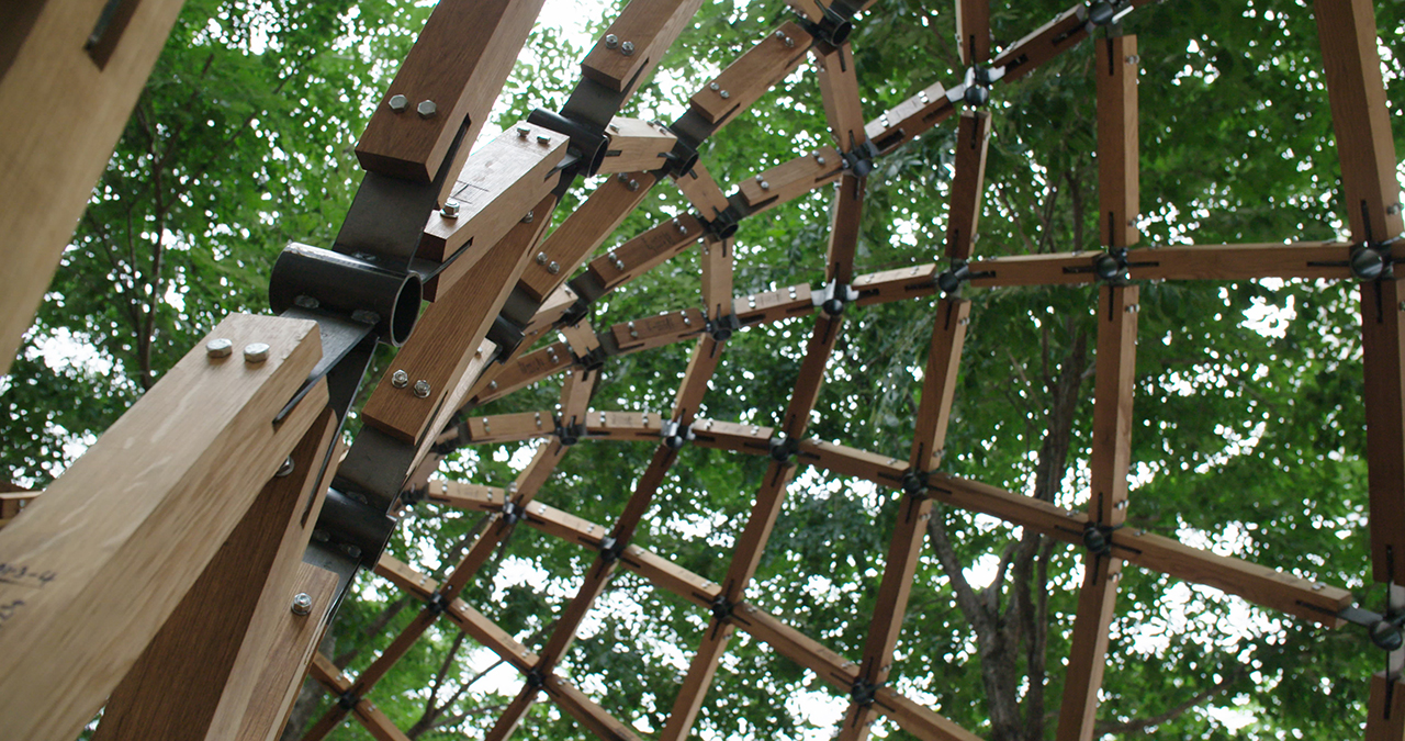 Photo of Design Biennial Boston, Photo from Virginia Tech CDR, Close up of joints creating an arch