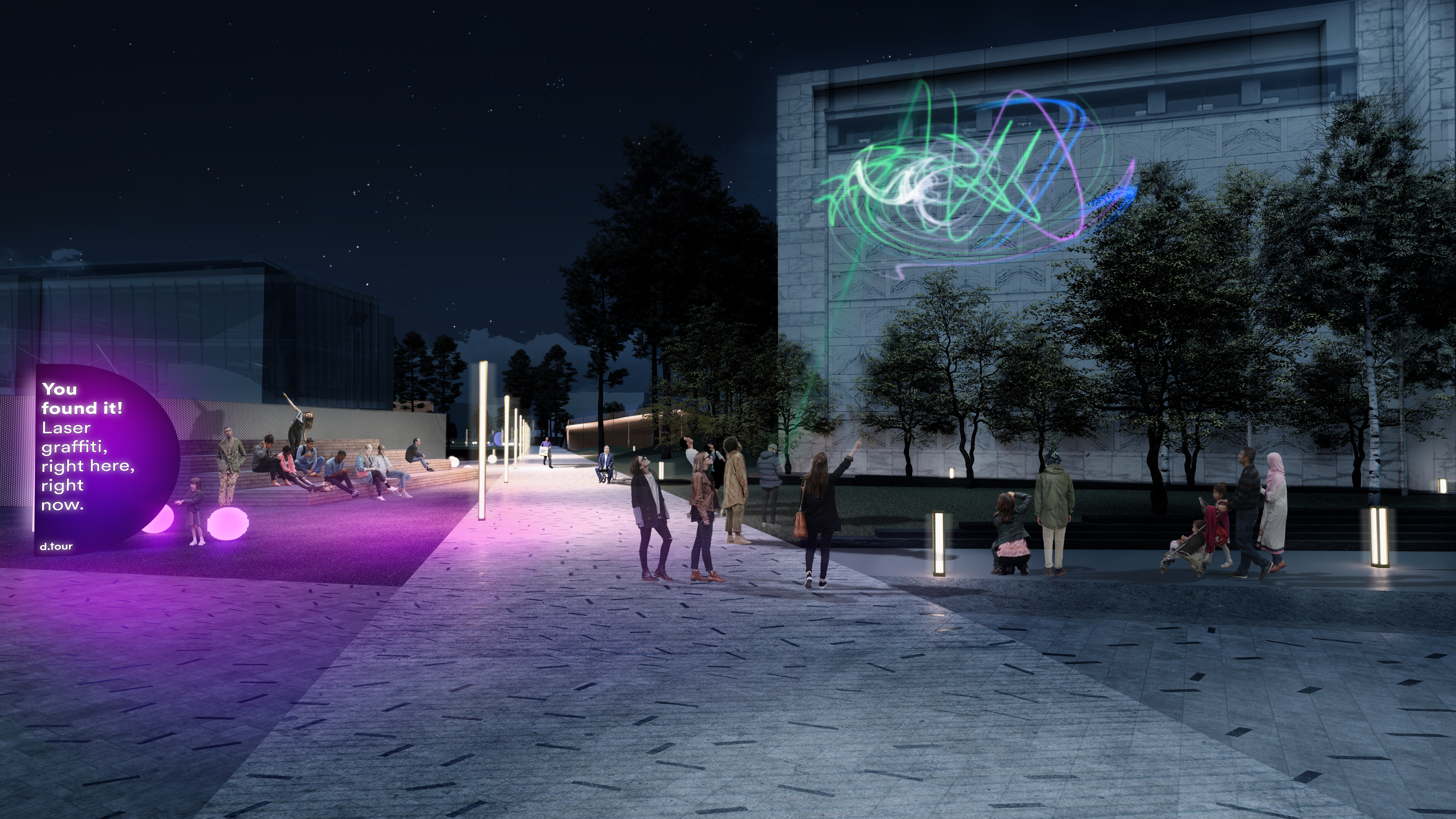 DIA GRAFFITI WALL NIGHT