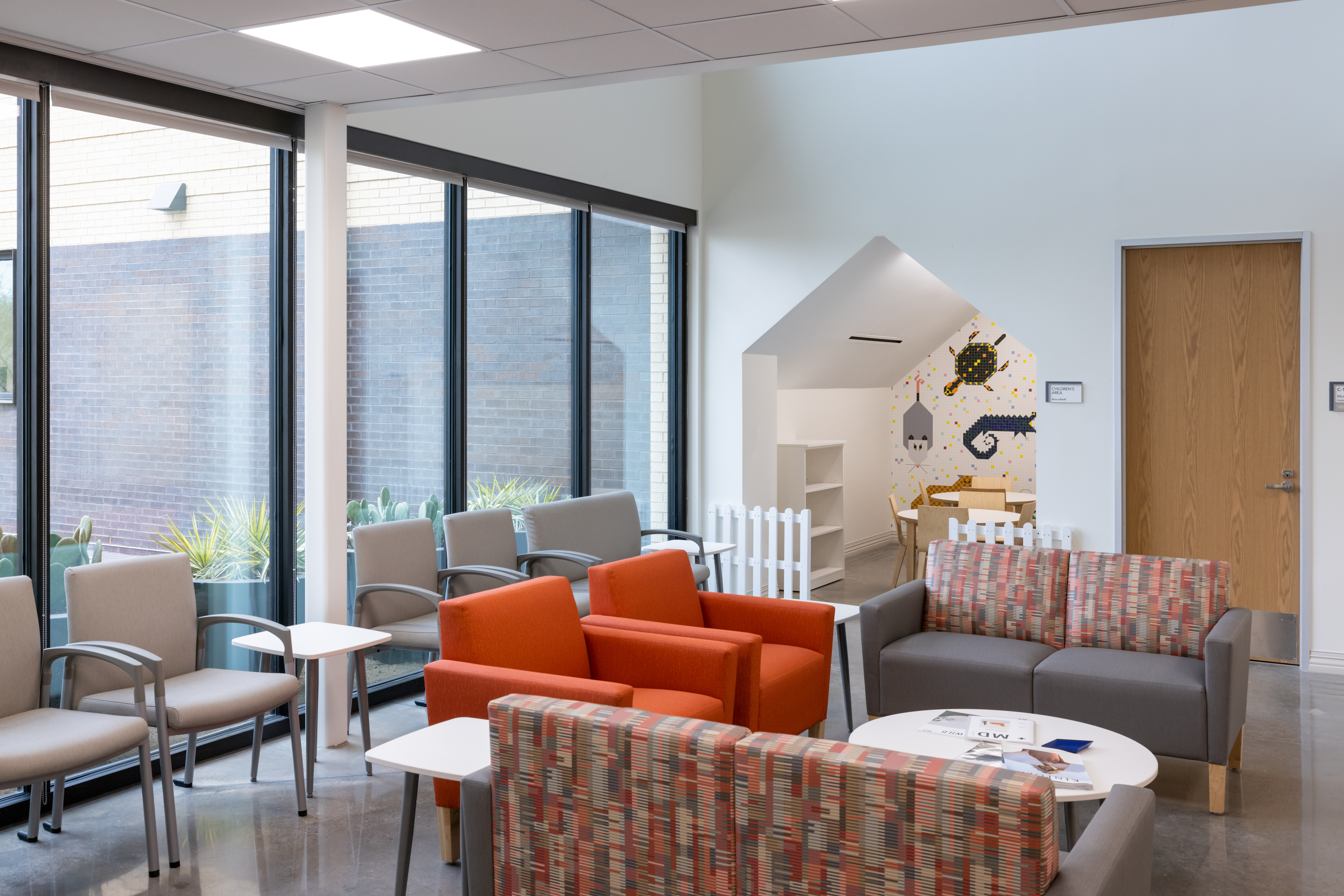 Interior of a waiting room and children's play area
