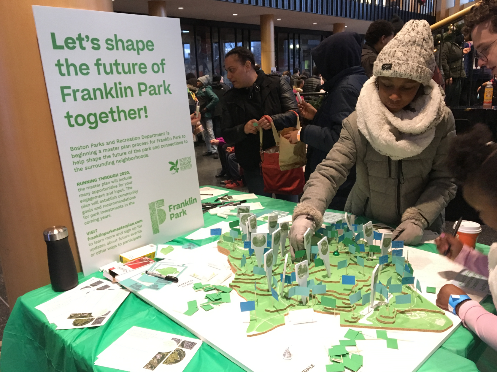 A community pop up event for the Franklin Park Action Plan