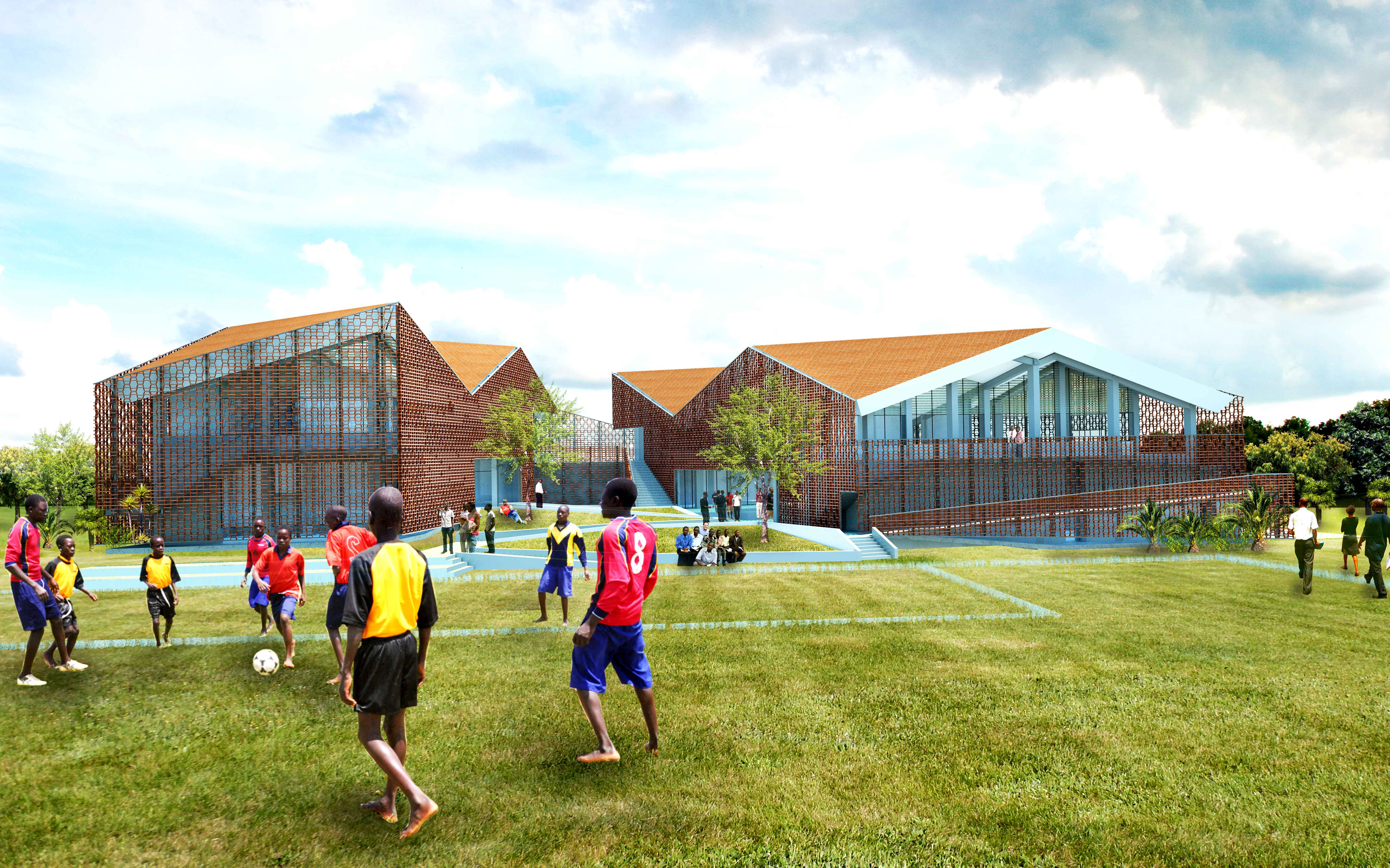 Photo of Kayanja Center for Global Health, View from the field to the facade of the building
