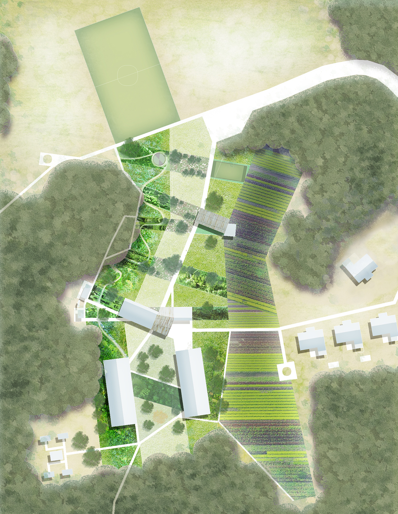 Rendering of Lupani African Conservation School, Site and masterplan