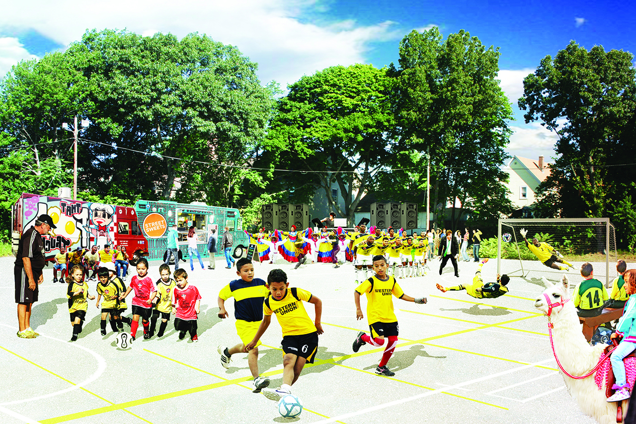 Rendering of Neighborhood Health Stations of Rhode Island, Soccer and recreational field