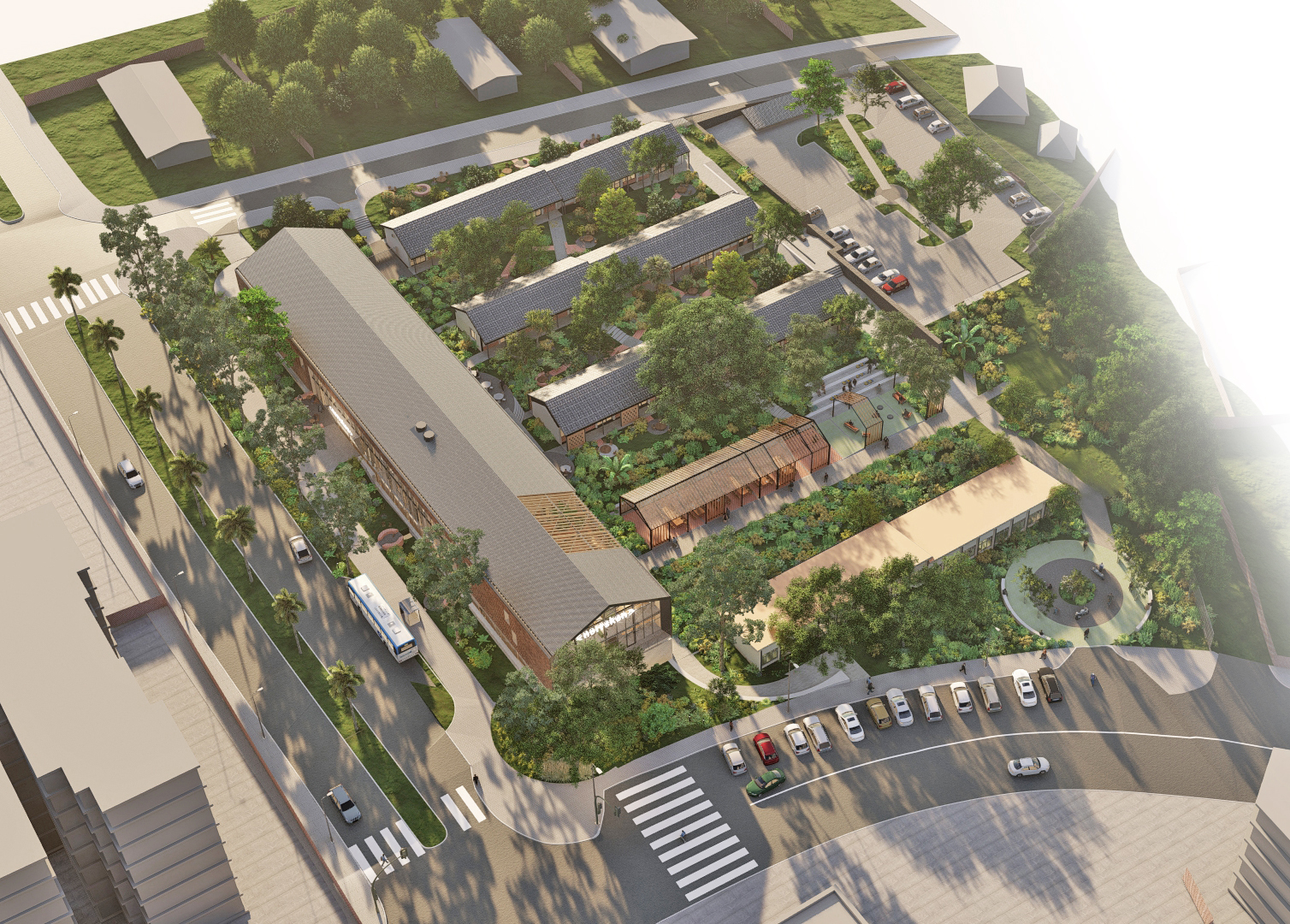 Aerial Rendering of the Norrsken Kigali House exterior