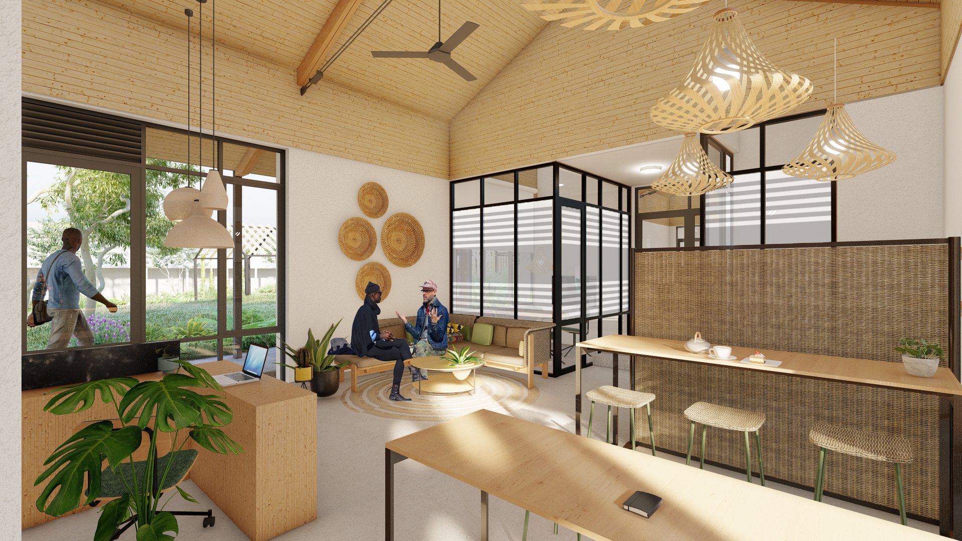 Rendering of the Norrsken Kigali House interior: CL3 Lounge