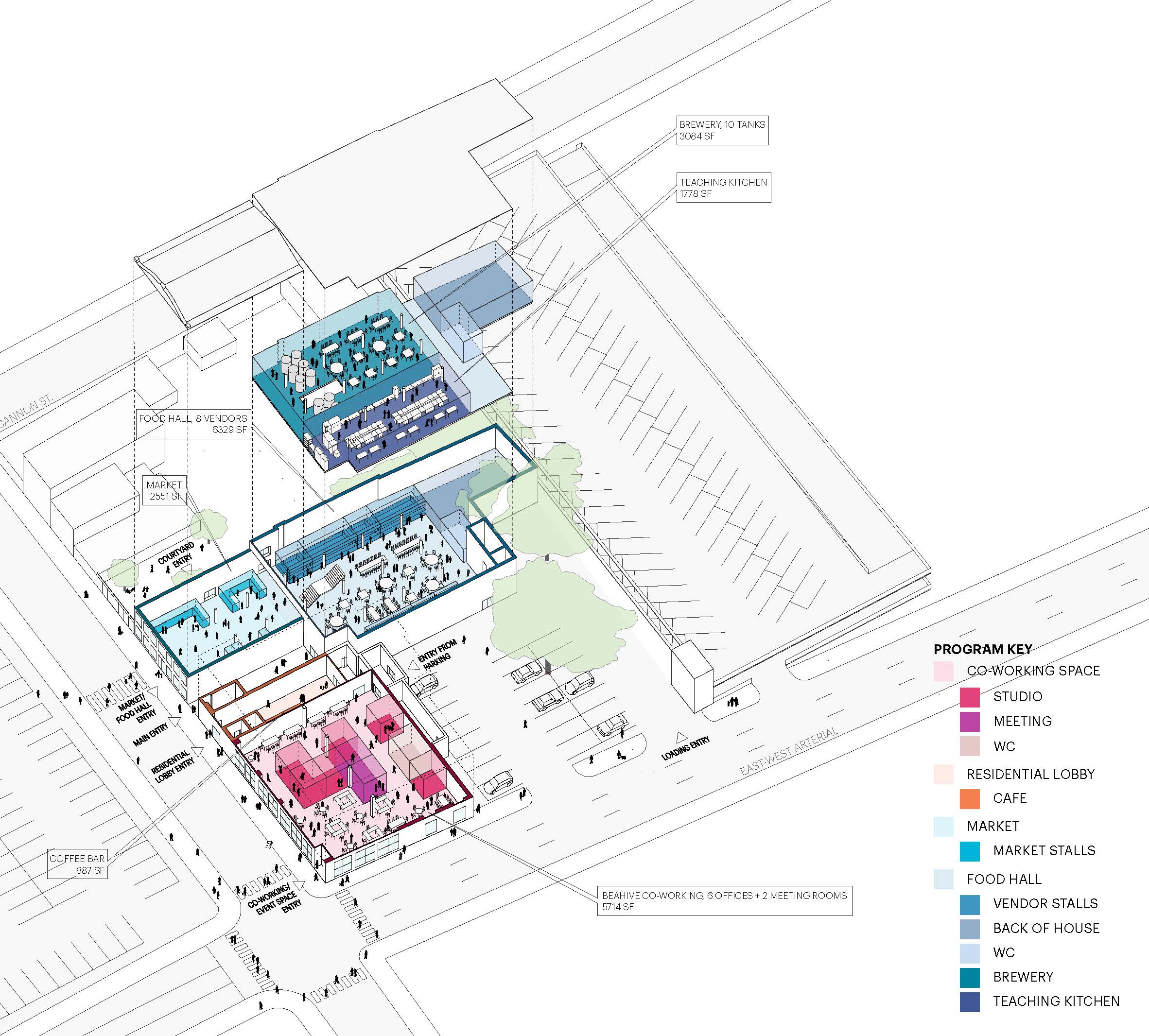 Public Market Aerial Drawing