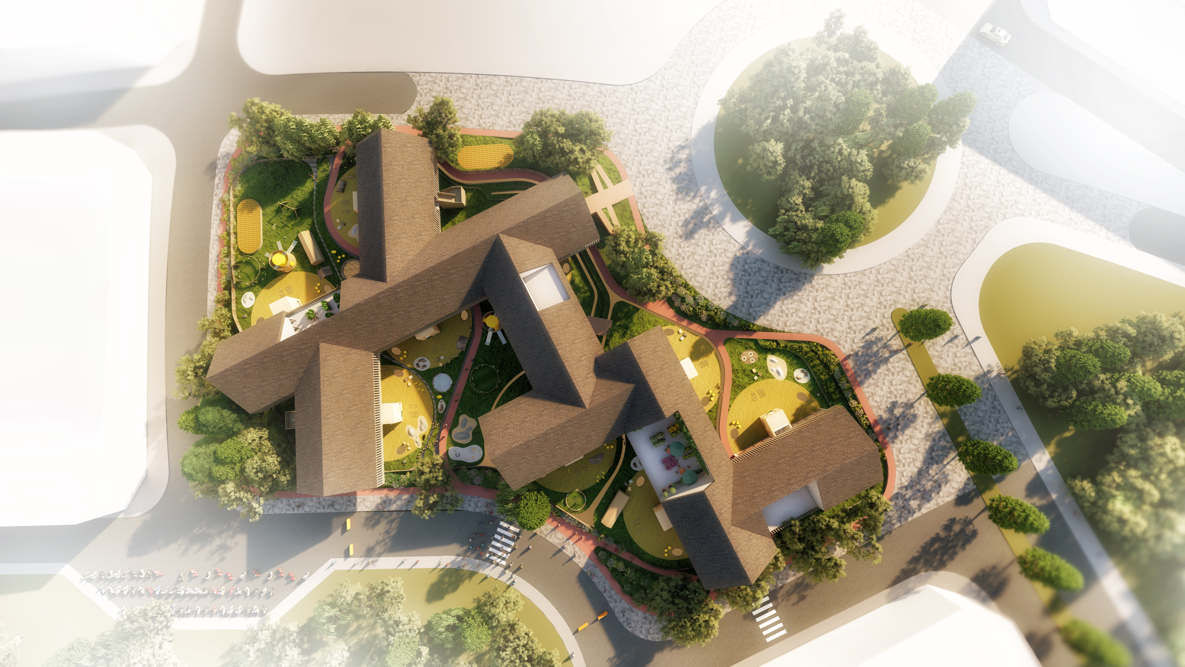 Aerial view of the Trung Nguyen Kindergarten