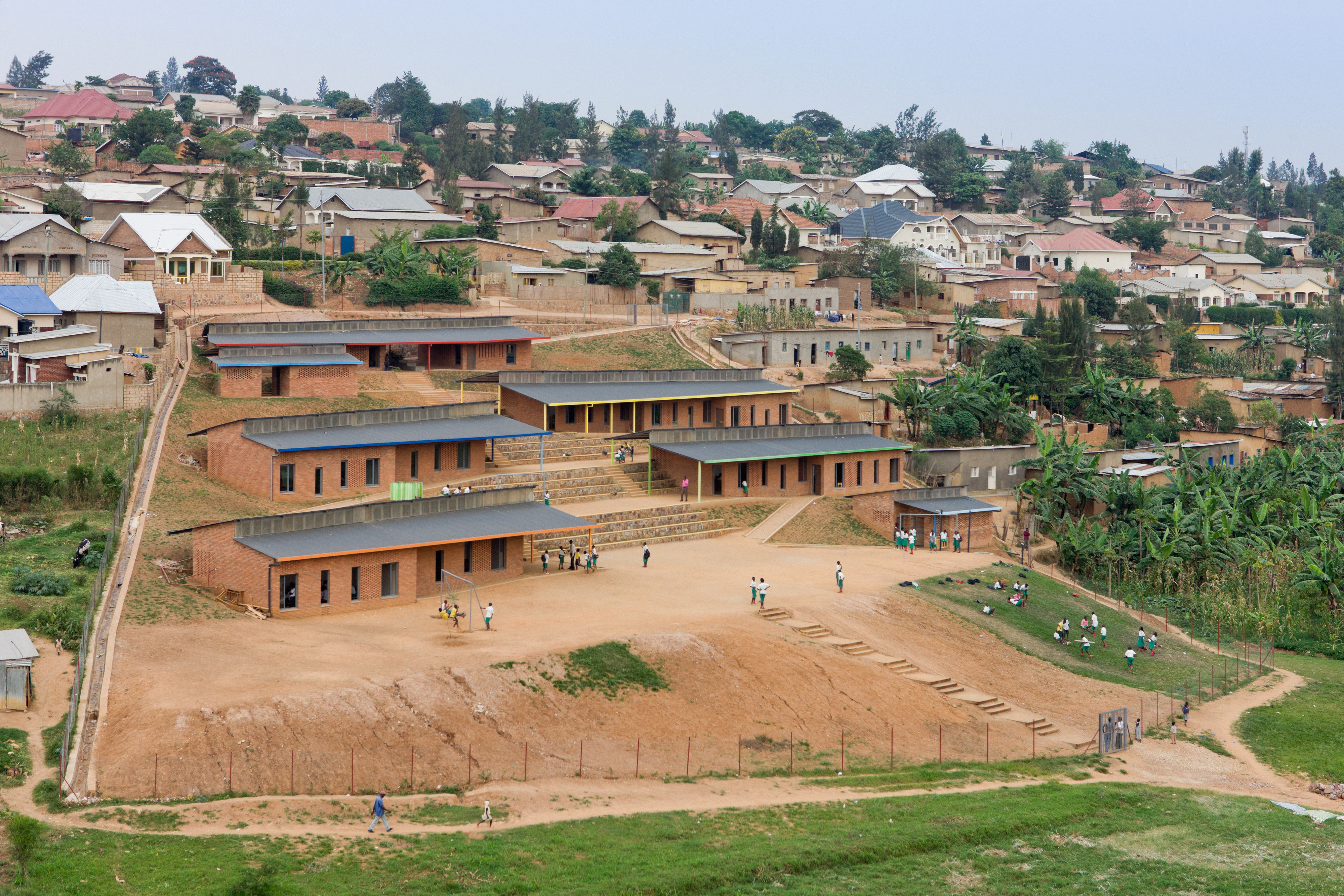 Photo of the Umubano Primary School, Photo by Iwan Baan, an aerial view of the school