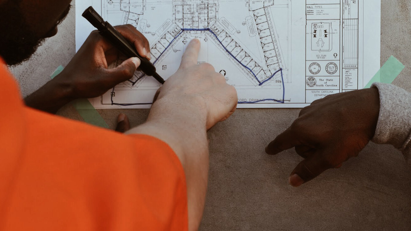 Photo of design workshop with residents at Lee Correctional Institution